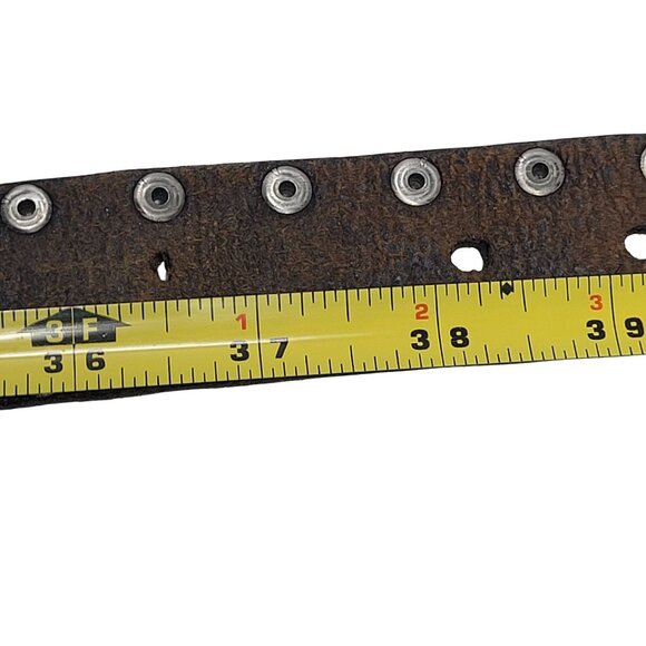 Vtg Kenneth Cole Mens Chocolate Pebble Leather Silver Studded Belt Sz 38 Pirate - Picture 5 of 15